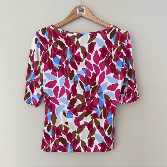 ST JOHN Colourful Patterned Short Sleeve Top - Picture 7 of 7